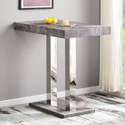 White Concrete Effect Bar Table Chrome Legs, Modern Rectangular Dining Counter