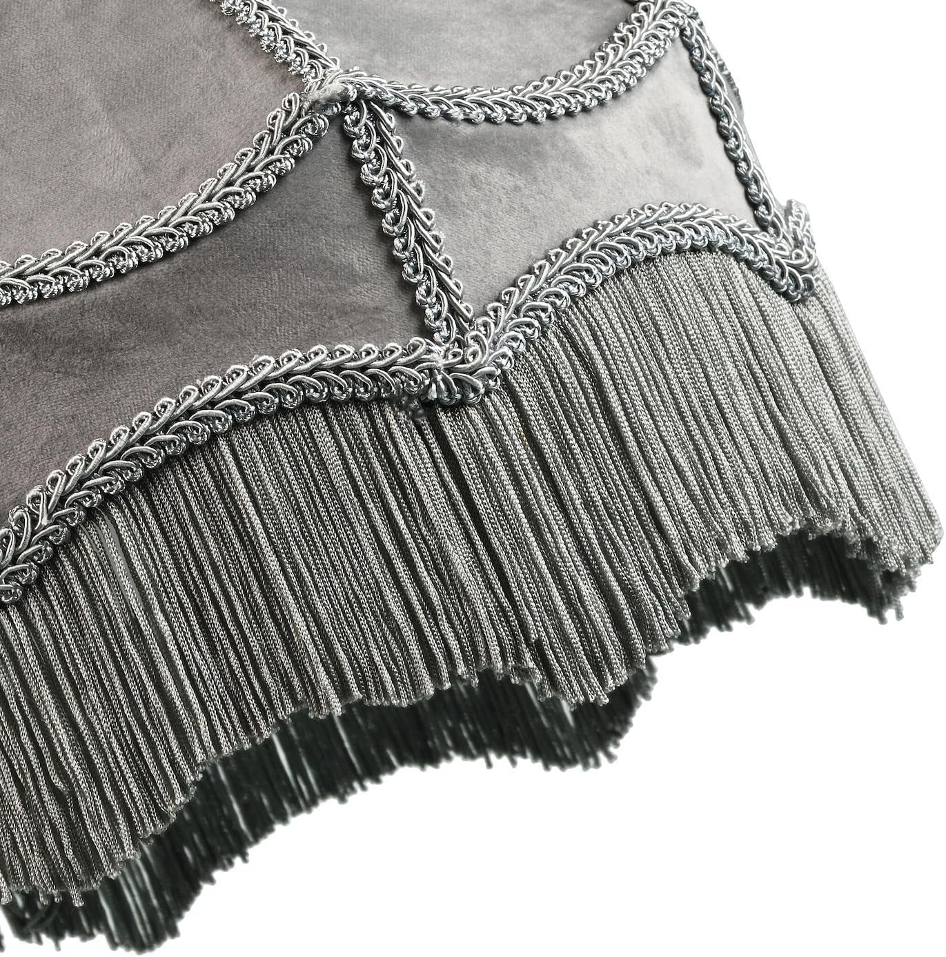 Victorian Empire Velvet Lampshade Dove Grey Tassel Pendant 30cm