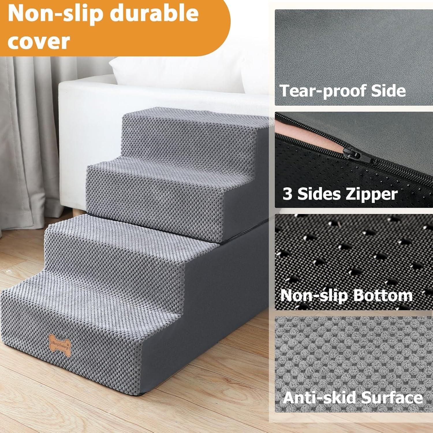 4-Step Dog Stairs Non-Slip Pet Ramp for Small Dogs Cats