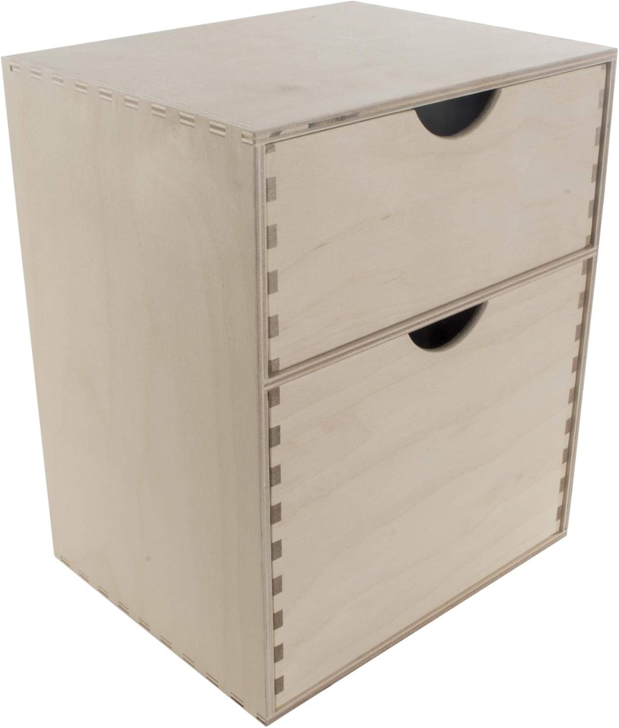 Wooden Desk Organiser 2-Drawer Mini Chest Birchwood Storage Cabinet 31cm