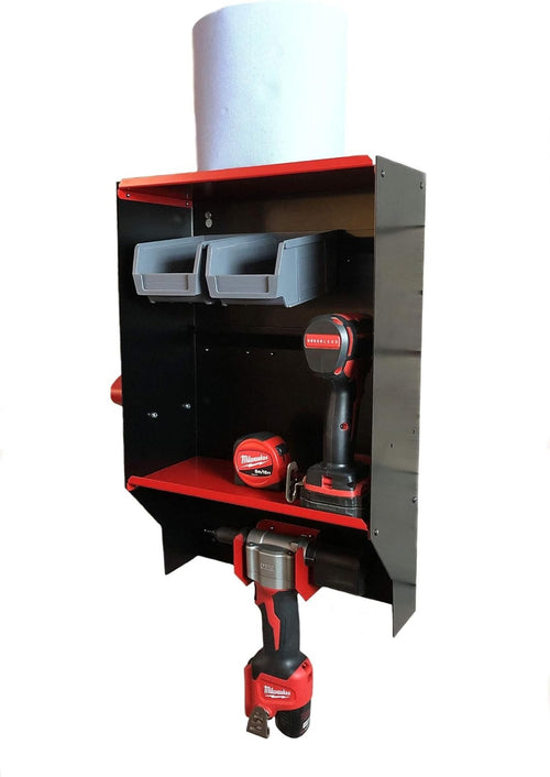 Wall Mount Tool Shelf 35.5W x 16D x 54H cm – Pop Rivet & Power Tool Organizer