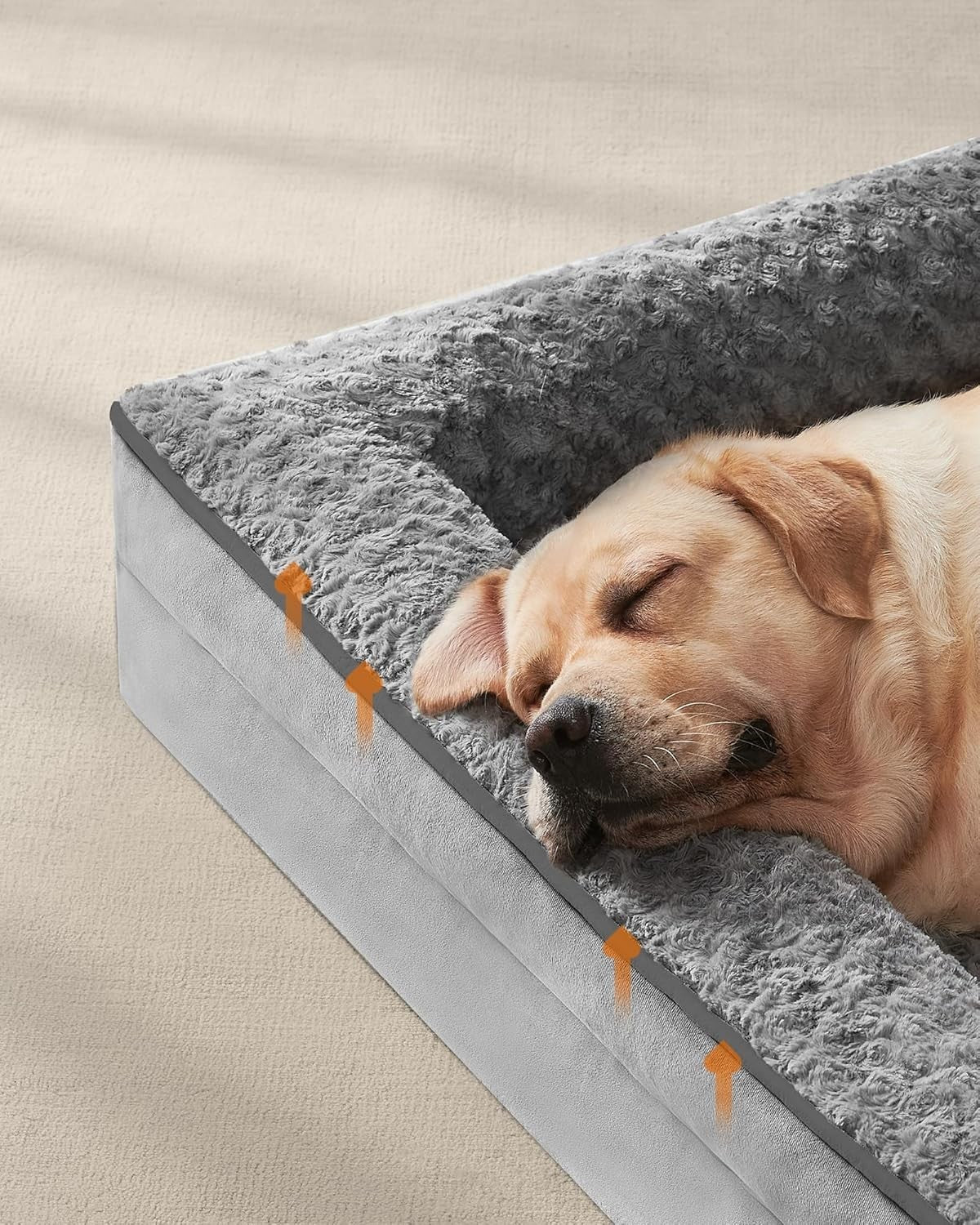 XXL Orthopedic Dog Sofa Bed 122x89cm Memory Foam Grey