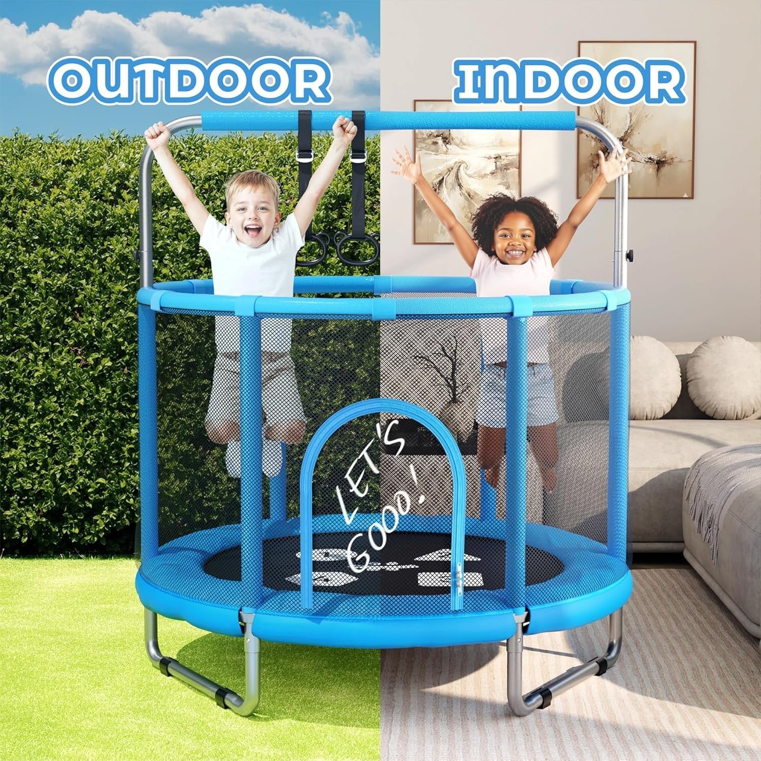 55in Toddler Trampoline Safety Enclosure Indoor Outdoor Ages 1–6