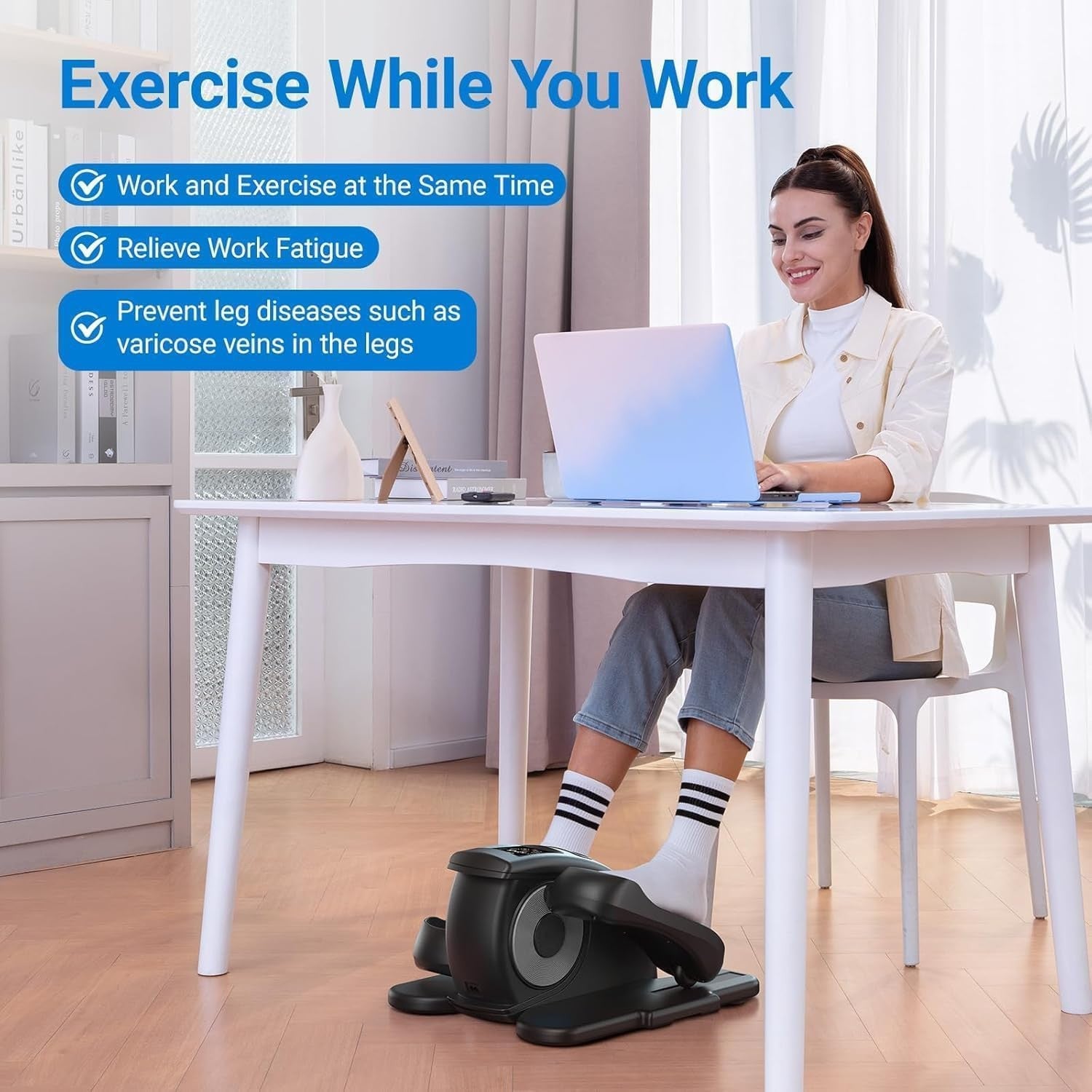 Under Desk Elliptical Electric Quiet Seated Pedal Exerciser Remote Display