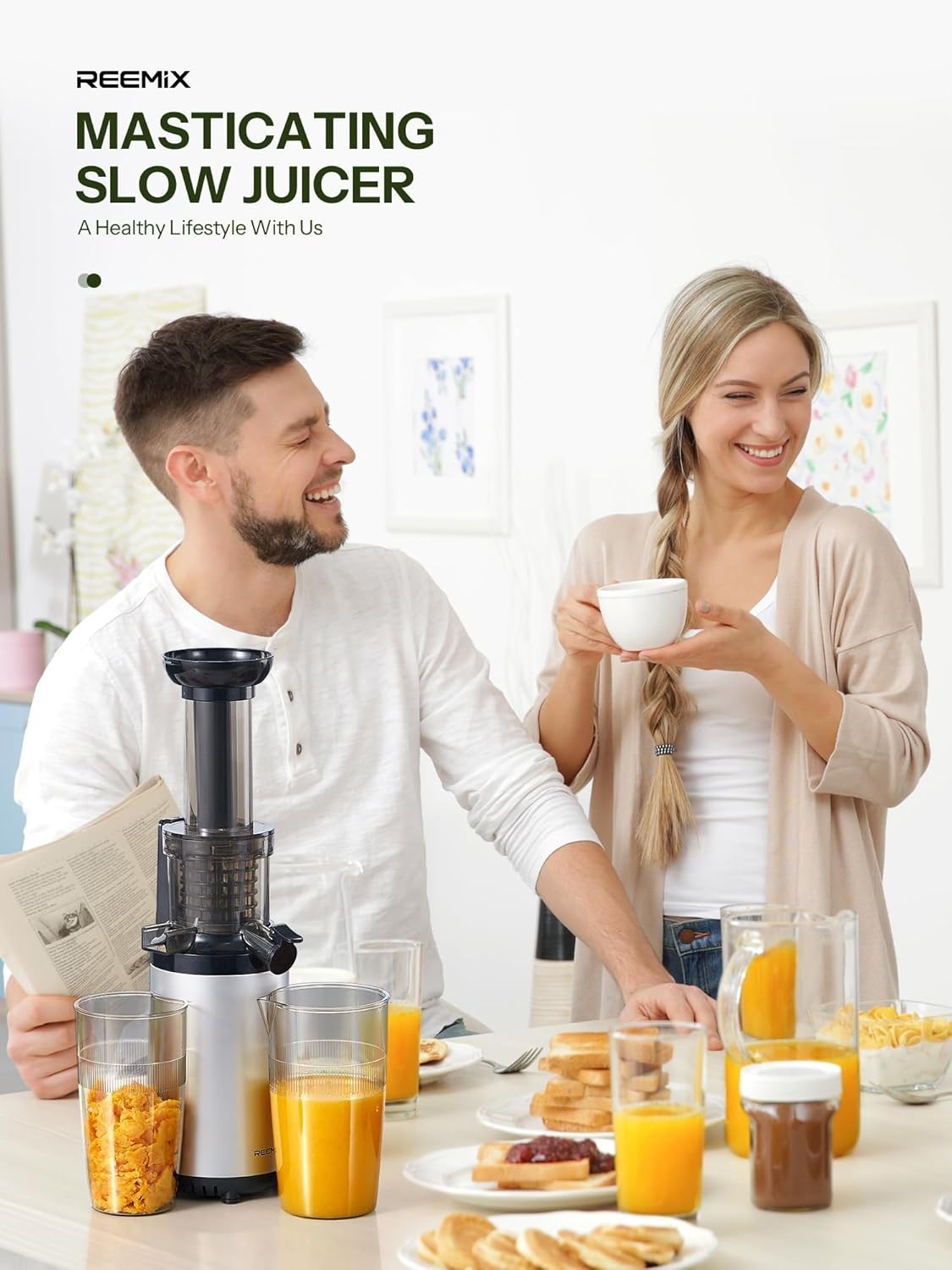 Cold Press Juicer Compact Slow Masticating Quiet BPA Free Easy Clean