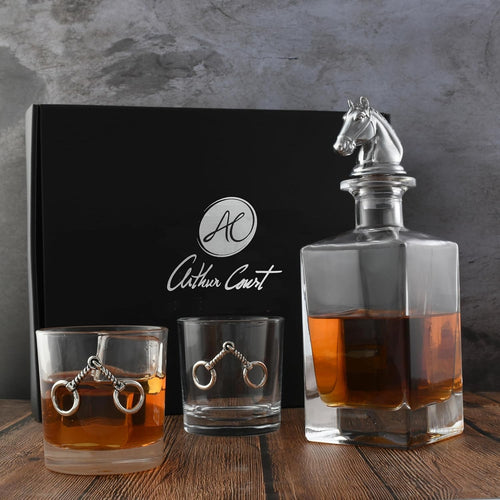 Luxury Equestrian Decanter Set 750ml with Whiskey Bit Glasses | Premium Bar Gift
