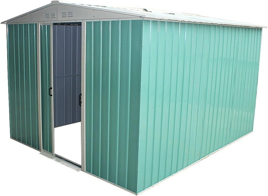 Metal Garden Shed 8x6’ Green Outdoor Tool Bike Storage Garage Waterproof