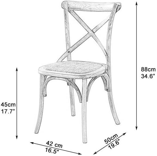 Oak Cross Back Dining Chair Rattan Seat Wooden Cafe Kitchen Restaurant Black