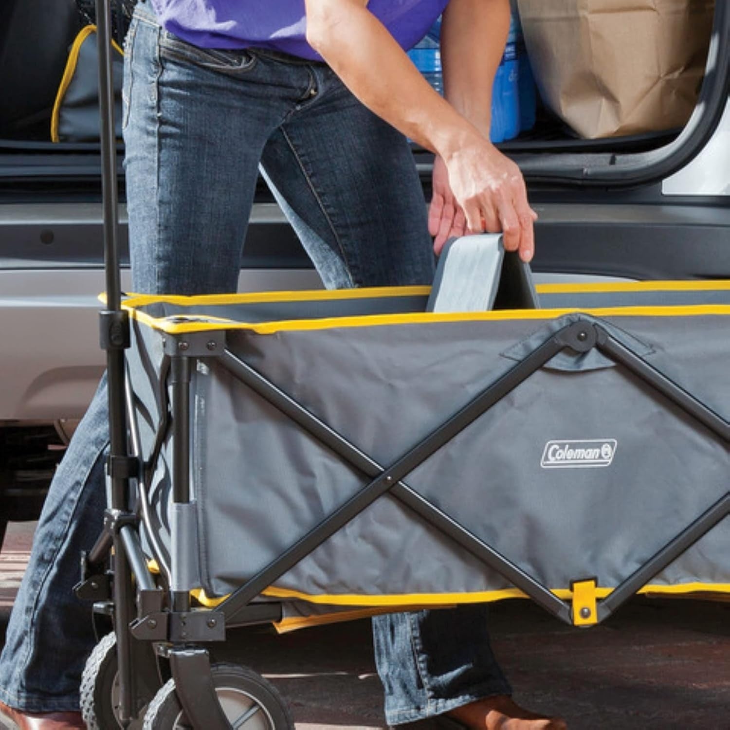 Coleman Folding Camp Wagon Heavy Duty Outdoor Utility Cart w/ Telescoping Handle