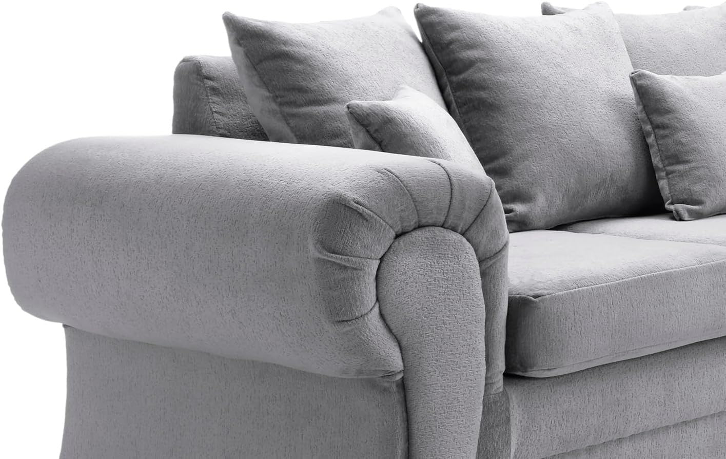 Grey L Shape Corner Sofa 5 Seater – Luxury Foam Cushions, No Assembly