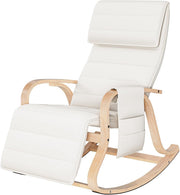 Comfortable Nursery Rocking Chair with Cushion & Adjustable Footrest, Beige