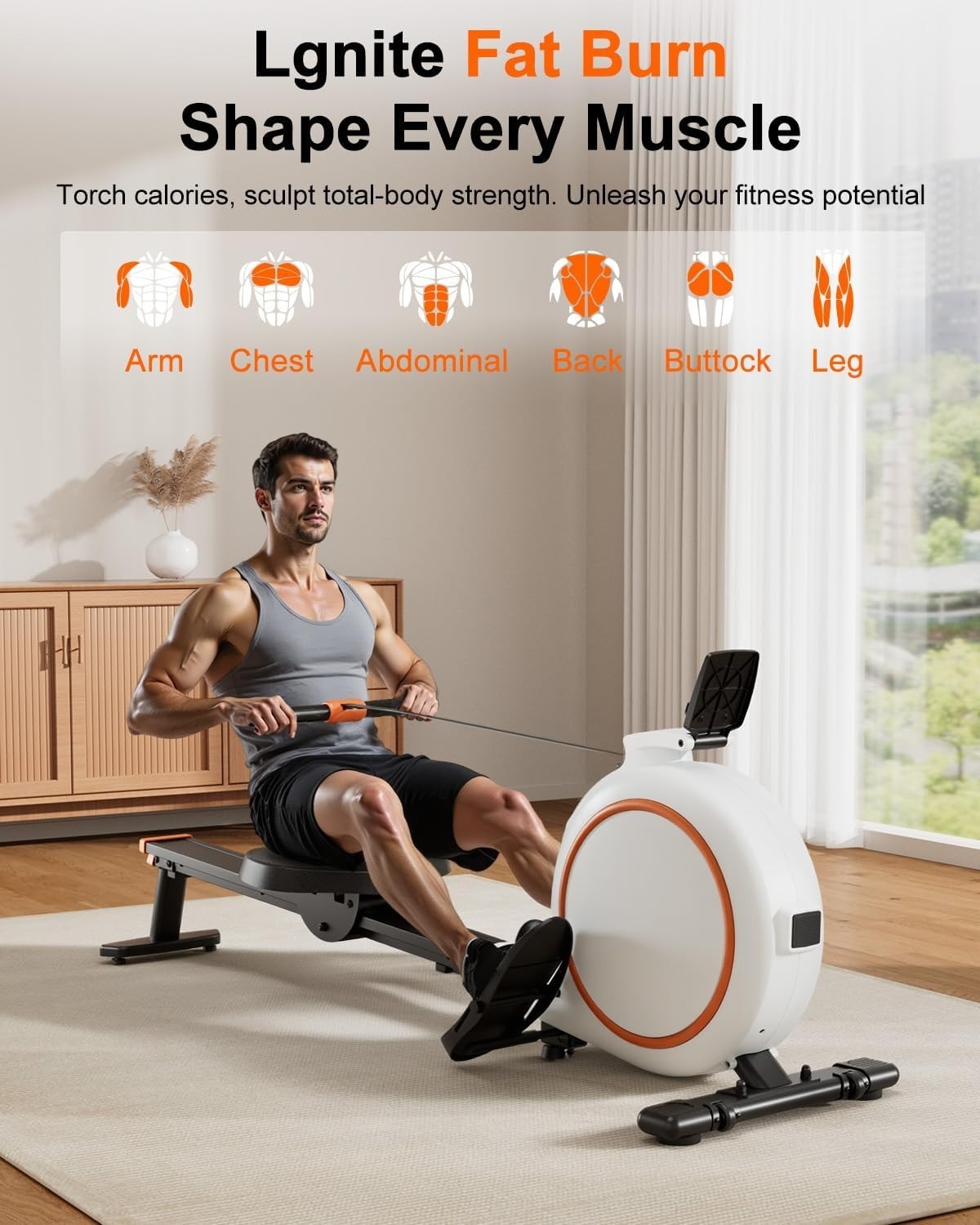 32-Level Magnetic Rowing Machine Quiet Belt Drive Home Gym Rower LCD App Track
