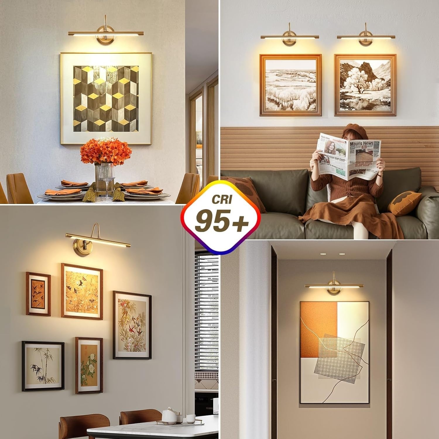 LED Picture Light 16.5" Brass Swing Arm Warm White Wall Lamp
