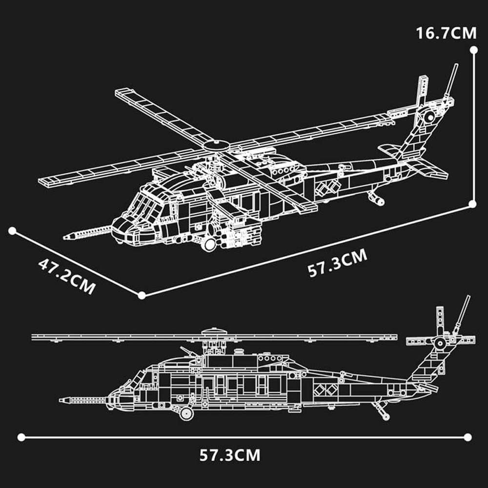 Military UH-60 Armed Helicopter Building Blocks Kit 1159 pcs Model Toy