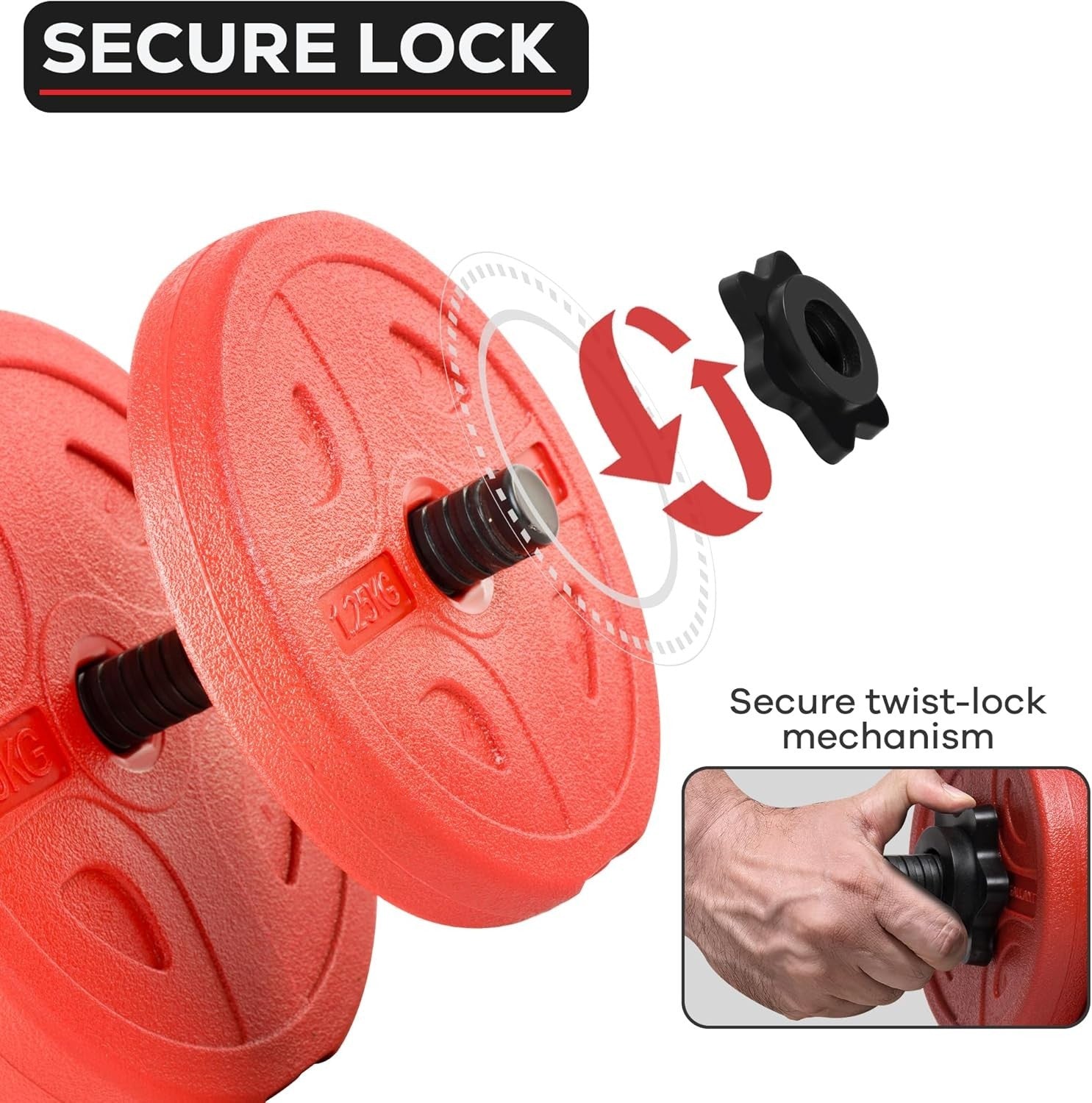 20kg Adjustable Dumbbell Barbell Set Vinyl Weights Home Gym Red