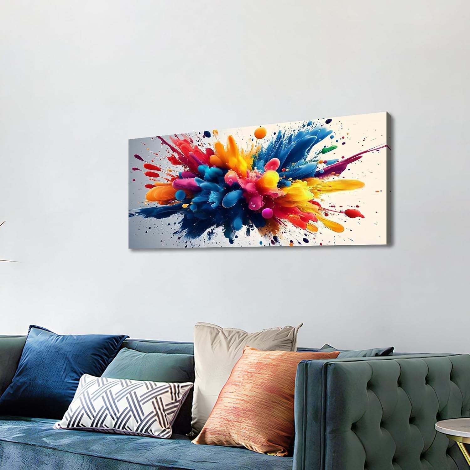 Large Abstract Spray Paint Canvas Wall Art 50x120cm Framed