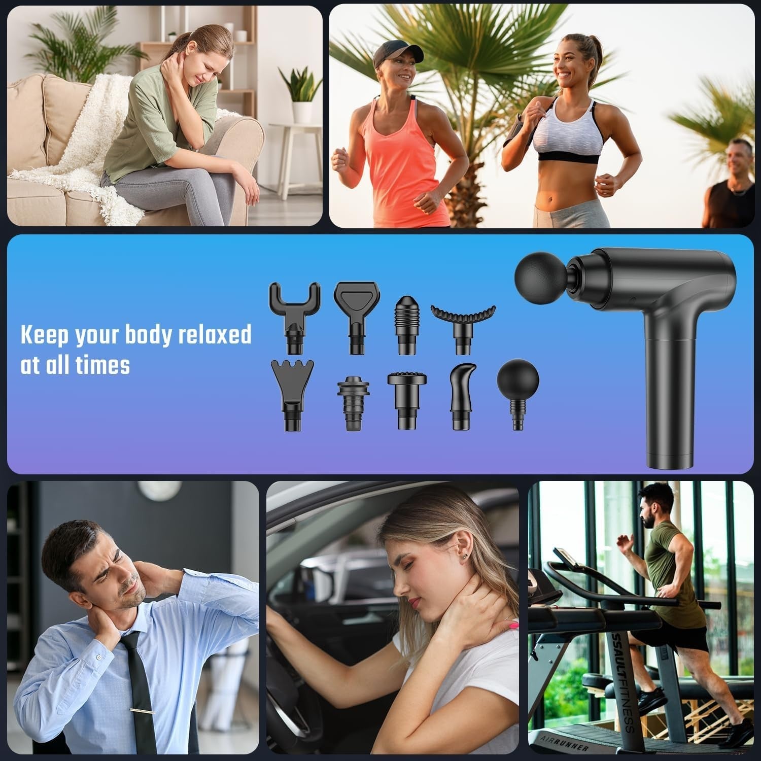 Percussion Massage Gun Deep Tissue 20 Speeds LCD Muscle Recovery Kit