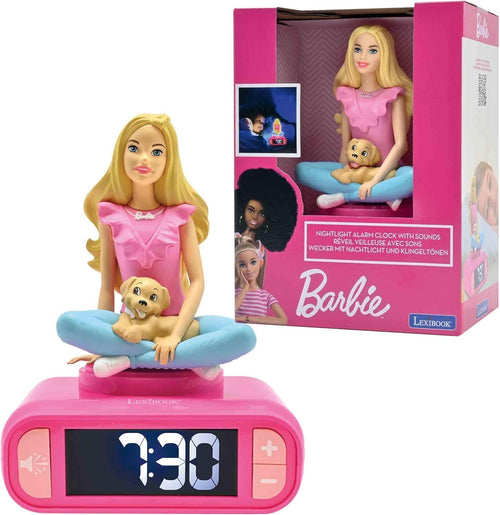 Kids Alarm Clock Night Light LED Display Snooze Sounds Pink Bedroom Gift