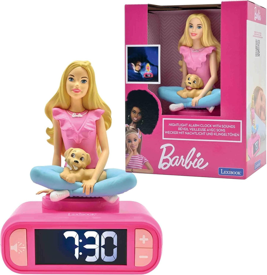 Kids Alarm Clock Night Light LED Display Snooze Sounds Pink Bedroom Gift