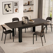 Extendable Dining Table Black 220cm Wood 6–8 Seater Modern Space Saver