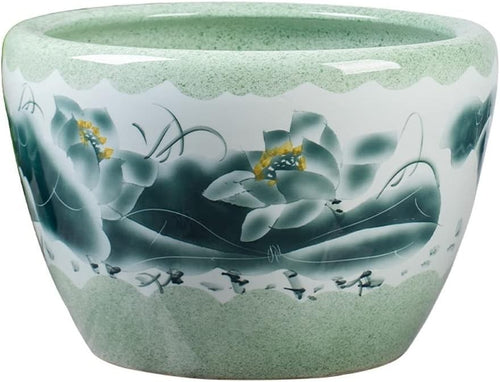 Large Blue & White Ceramic Fish Tank Turtle Pond Indoor Outdoor Bowl