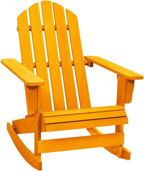 Orange Outdoor Wooden Rocking Chair, Ergonomic Patio Seat, Weatherproof