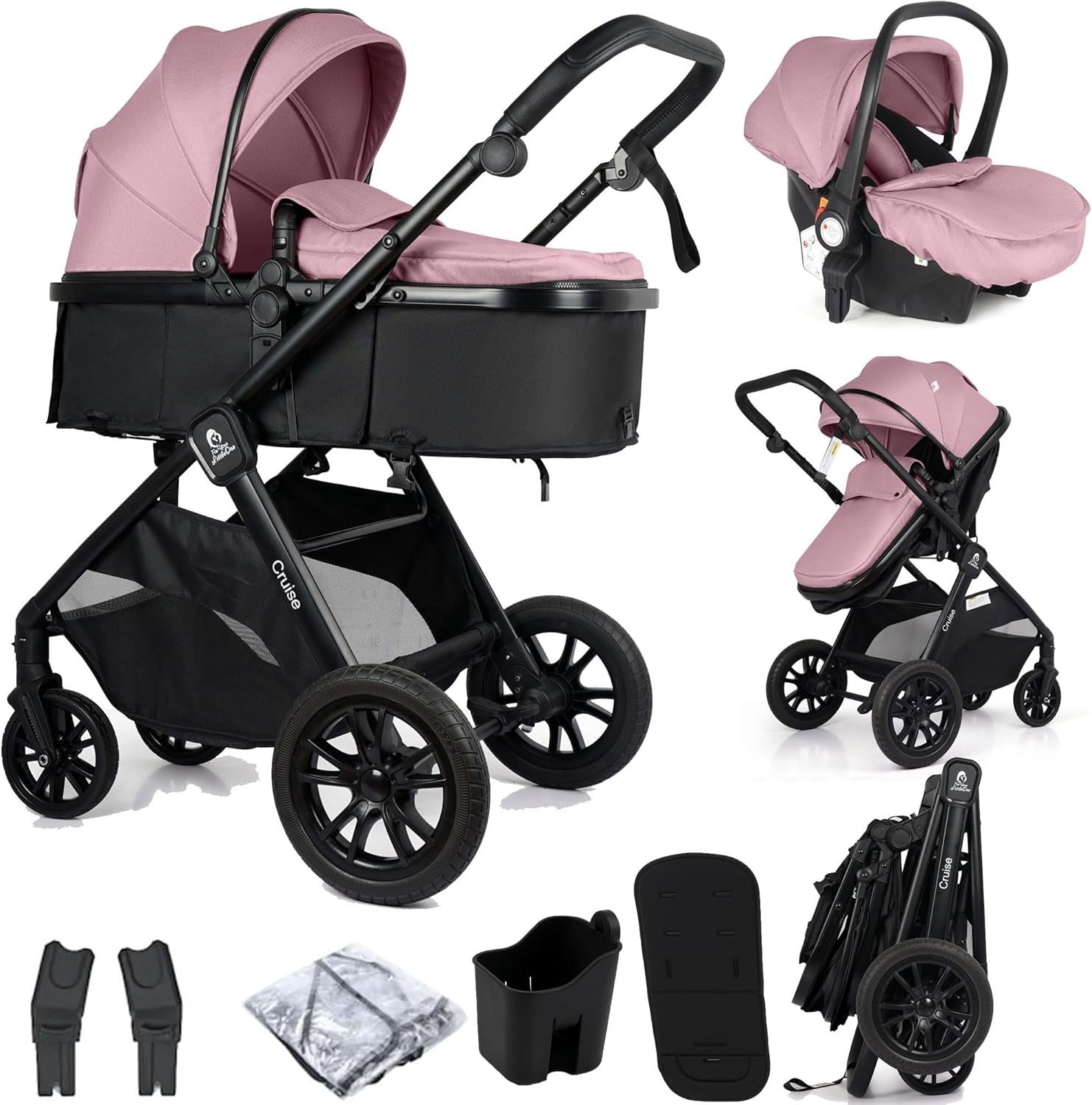 Luxury 3 in 1 Baby Pram Pushchair i-Size Car Seat Carrycot Newborn