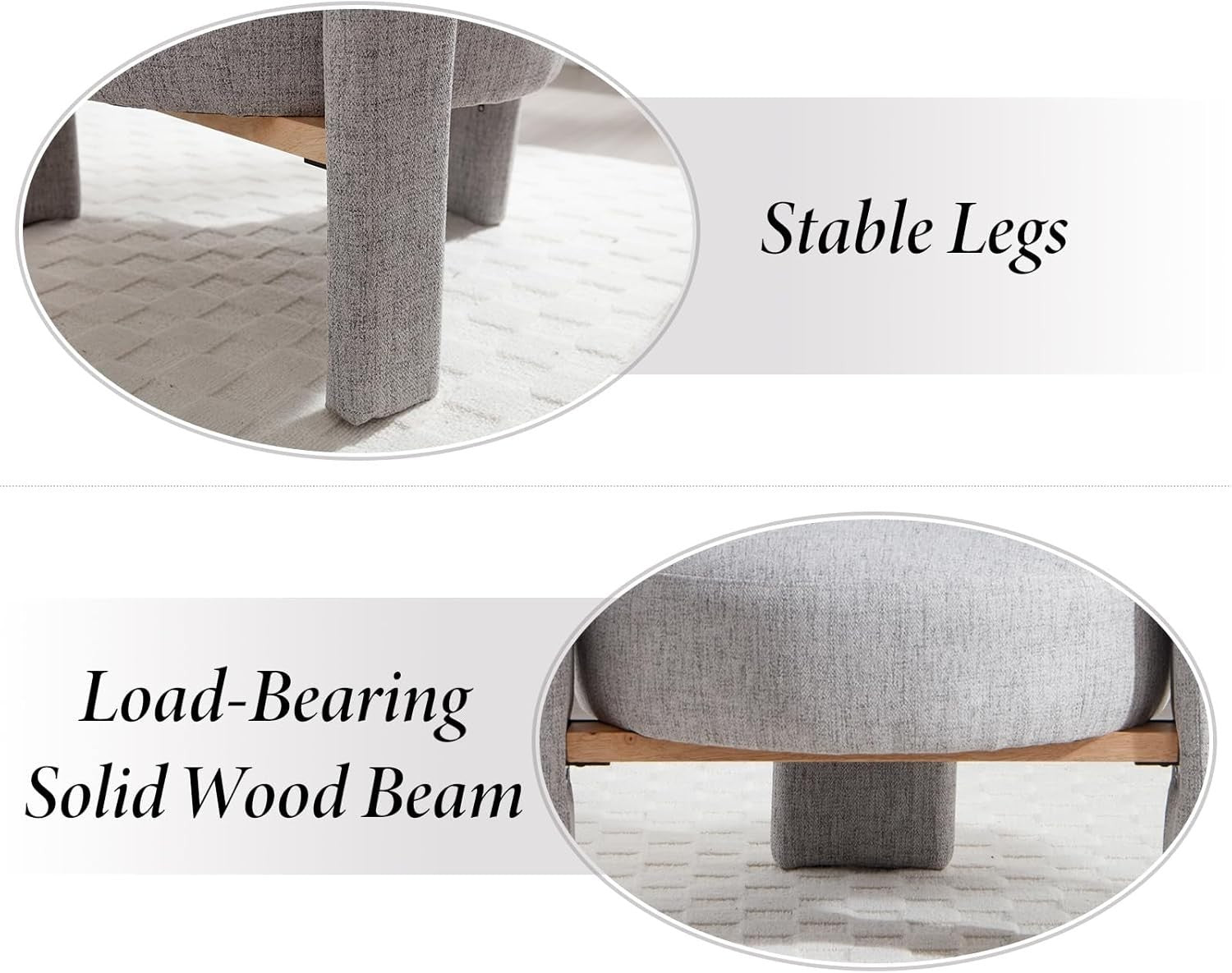 Grey Linen Accent Armchair – Semi-Circular Modern Lounge Chair for Living Room