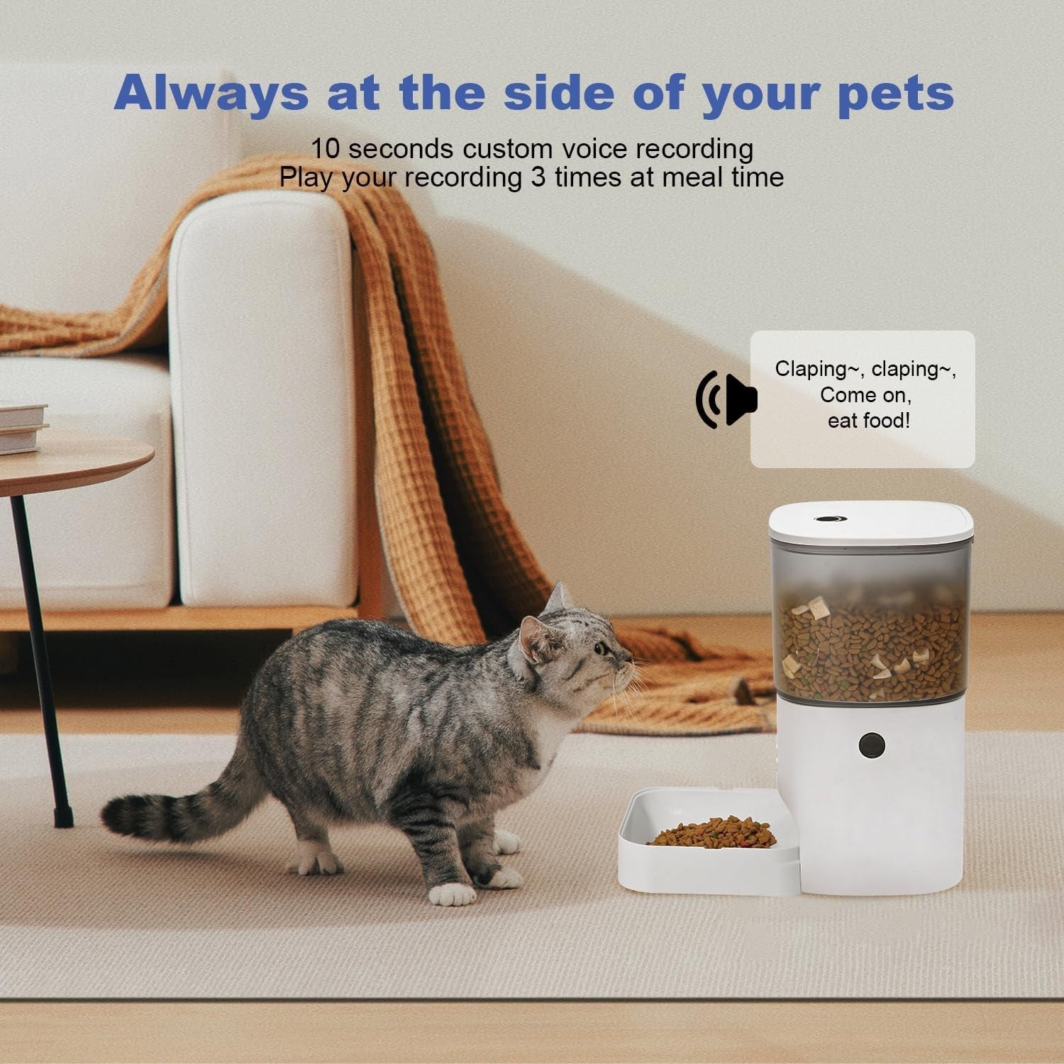 Automatic Cat Feeder 4L Timed Pet Food Dispenser 8 Meals Voice Record
