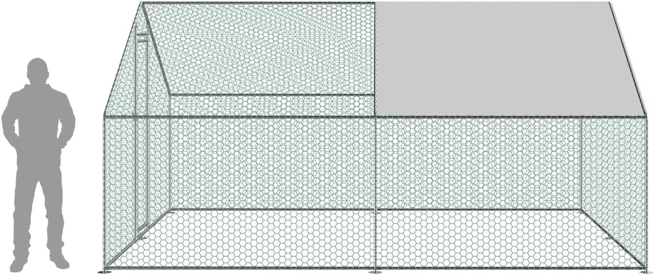 4x3m Walk In Chicken Run Metal Pet Enclosure 195cm
