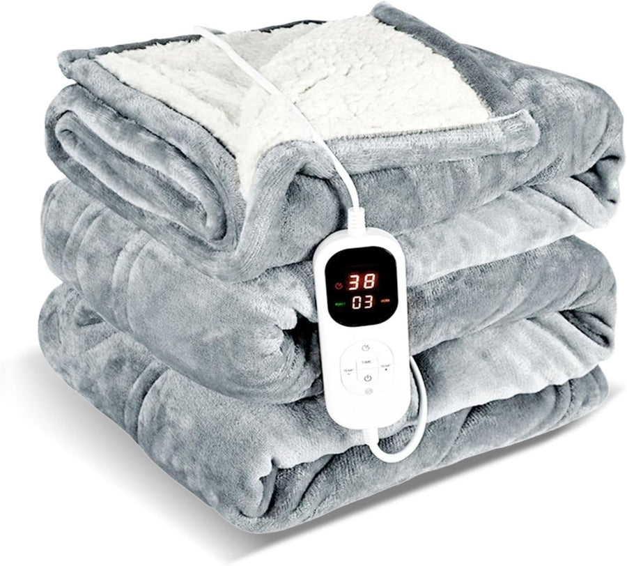 Electric Heated Throw Blanket 130x160cm 7 Heat LED Timer Washable Sofa Bed