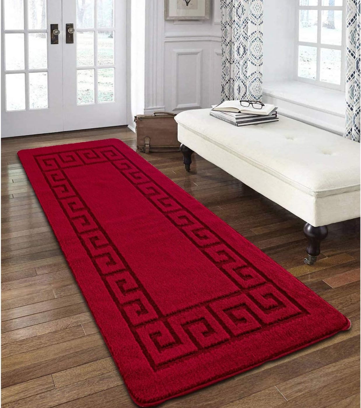 Extra Long Hallway Runner Rug 80x300cm Non Slip Waterproof Red Floor Mat