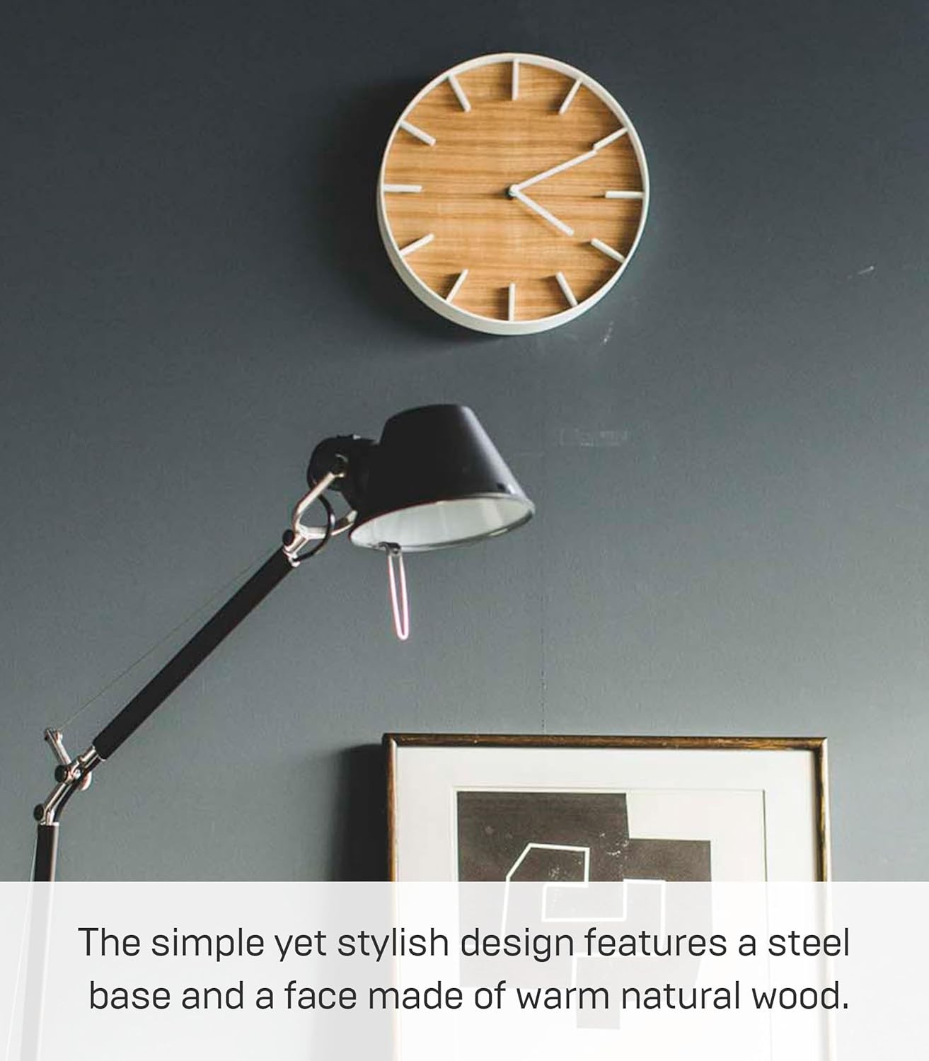 Modern Ash Wood Wall Clock Silent Non-Ticking Large Display Home Decor