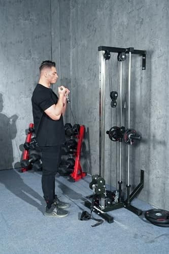 Wall Mounted Cable Crossover Home Gym, Adjustable Pulley Arms 18 Positions
