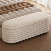 Miuuod Oval Storage Ottoman Bench 116.5cm Sherpa Fabric Cream White
