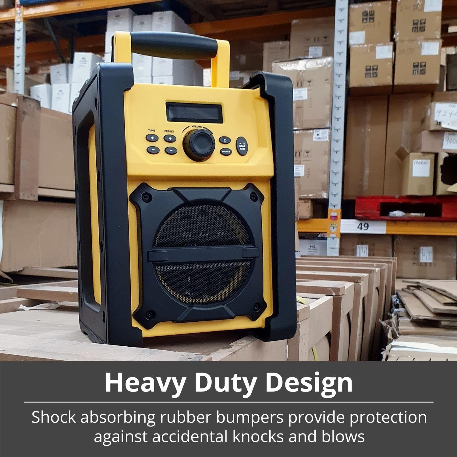 Heavy Duty Jobsite FM Radio Bluetooth AUX IPX5 Water Resistant