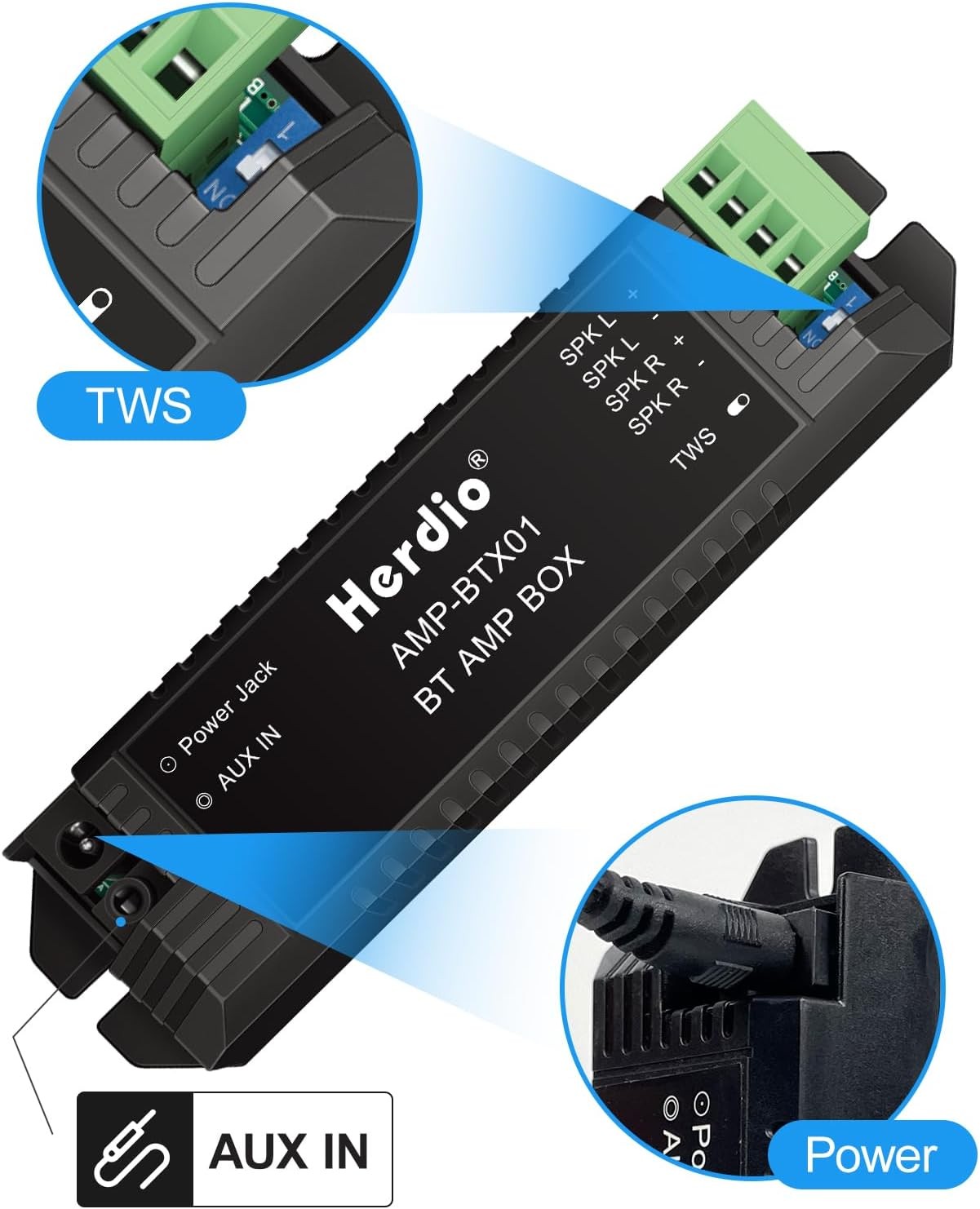 Bluetooth 2.0 Stereo Amplifier Receiver for Passive Speakers AUX