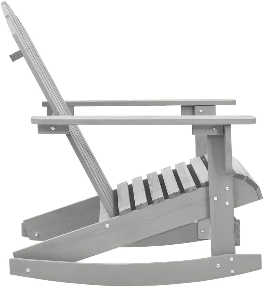Outdoor Grey Wooden Rocking Chair, Durable Hardwood, Weatherproof Patio Seat