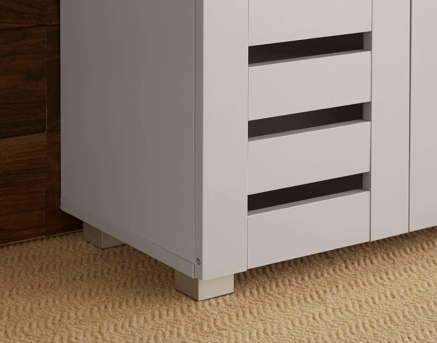 2-Door Wooden Shoe Cabinet with 5 Shelves, 60x33x87 cm Grey