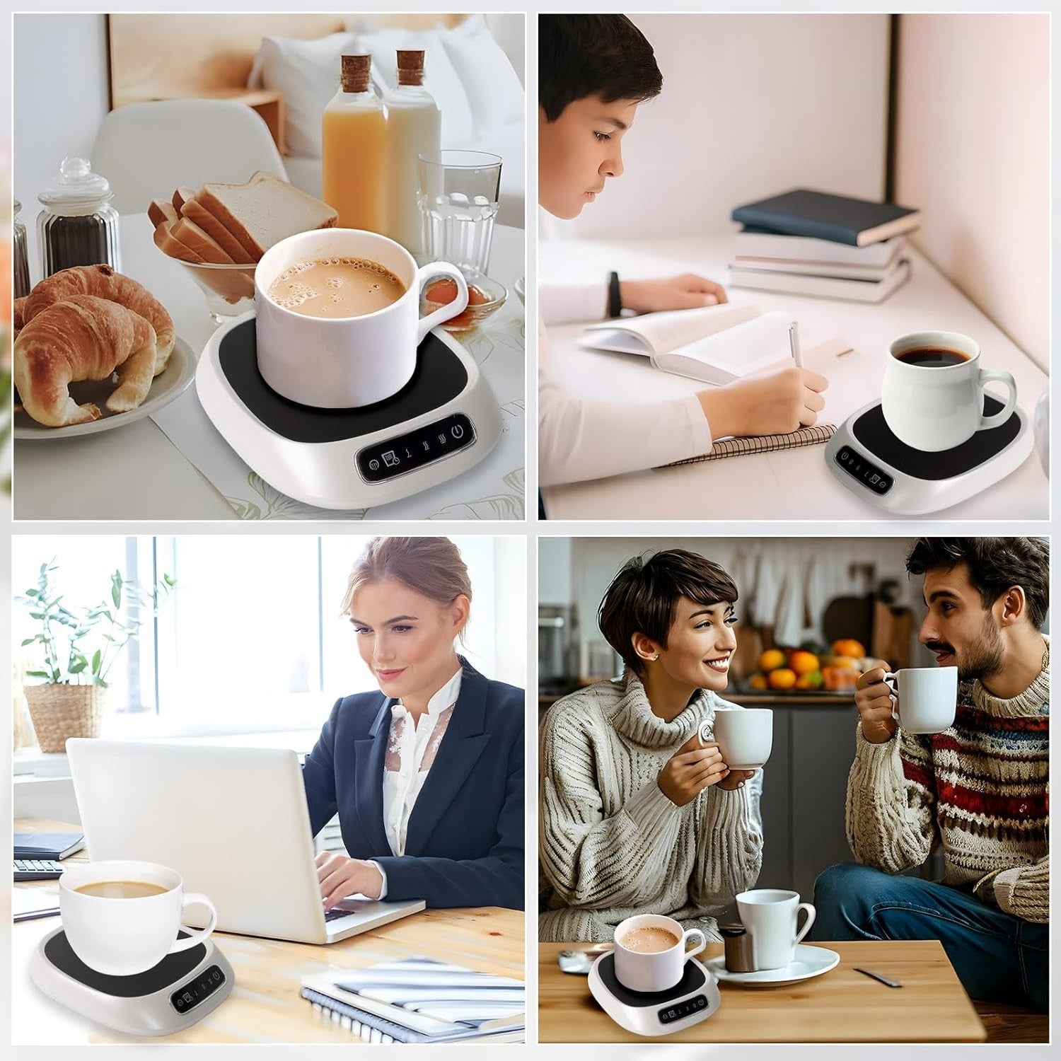 White USB Coffee Mug Warmer 3 Temp 85°C Smart Desk Heater