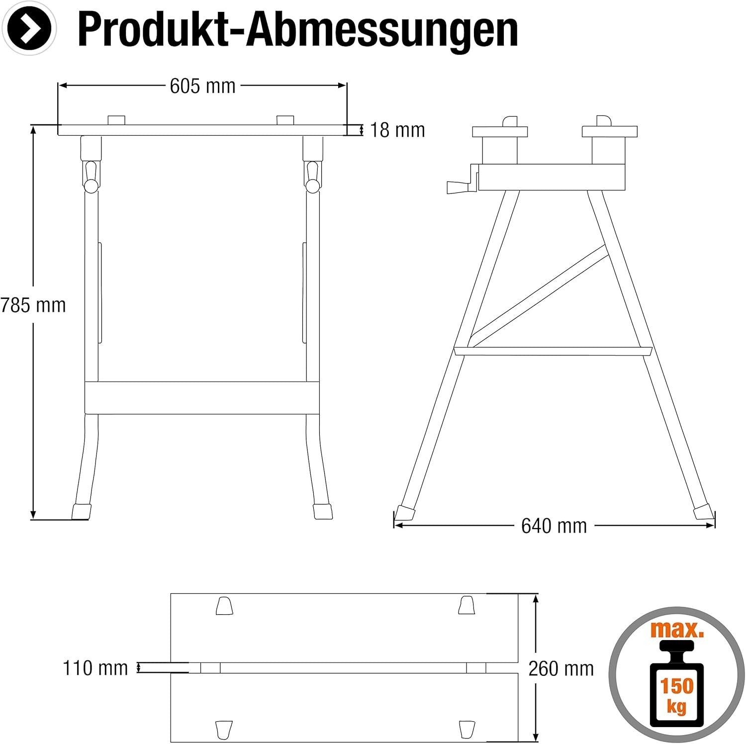 Folding Workbench Clamping Table 150kg Load Metal Frame Portable Workshop