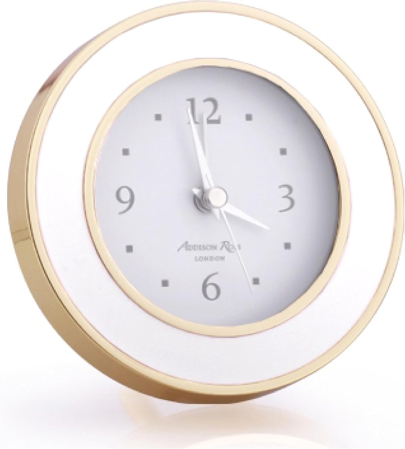 Silent Battery Alarm Clock Compact Bedside Gold White Non Ticking