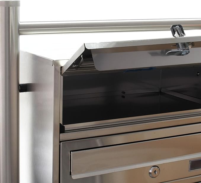 Outdoor Stainless Steel 6 Slot Letterbox System Secure Lockable Pedestal