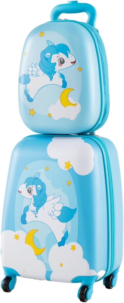 Unicorn Kids Suitcase 16” Trolley Case Backpack Set Hard Shell