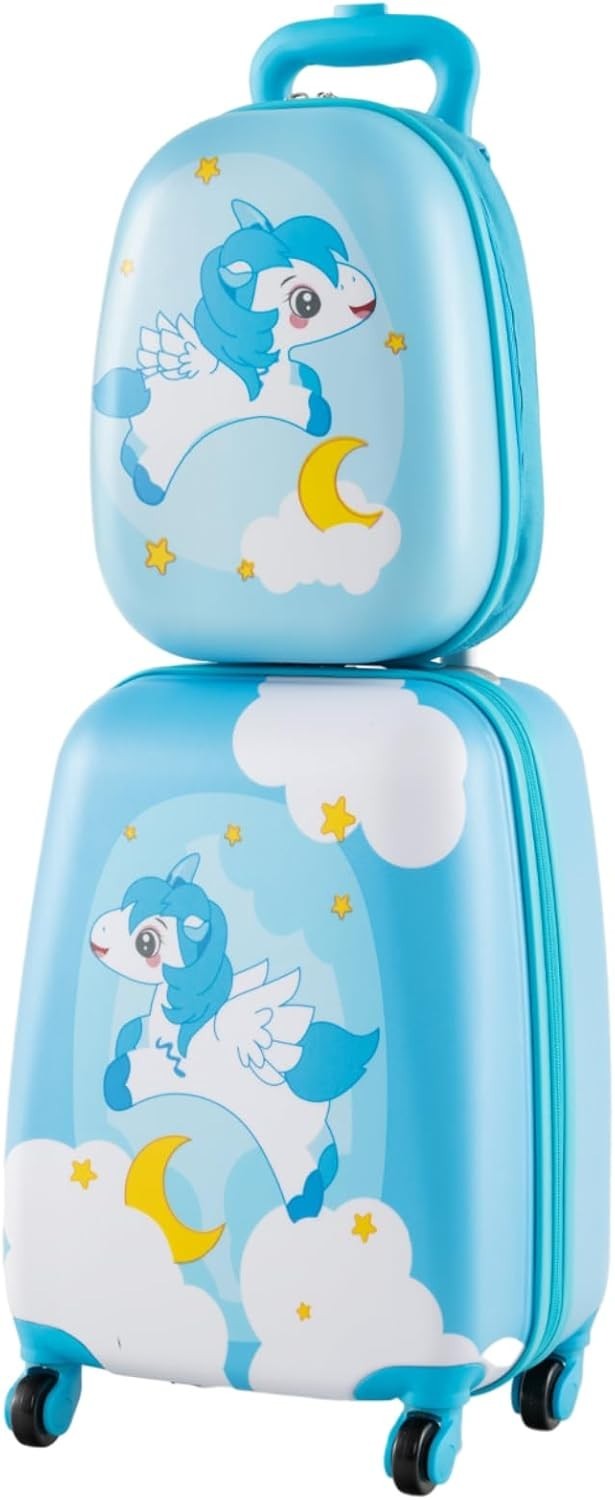 Unicorn Kids Suitcase 16” Trolley Case Backpack Set Hard Shell