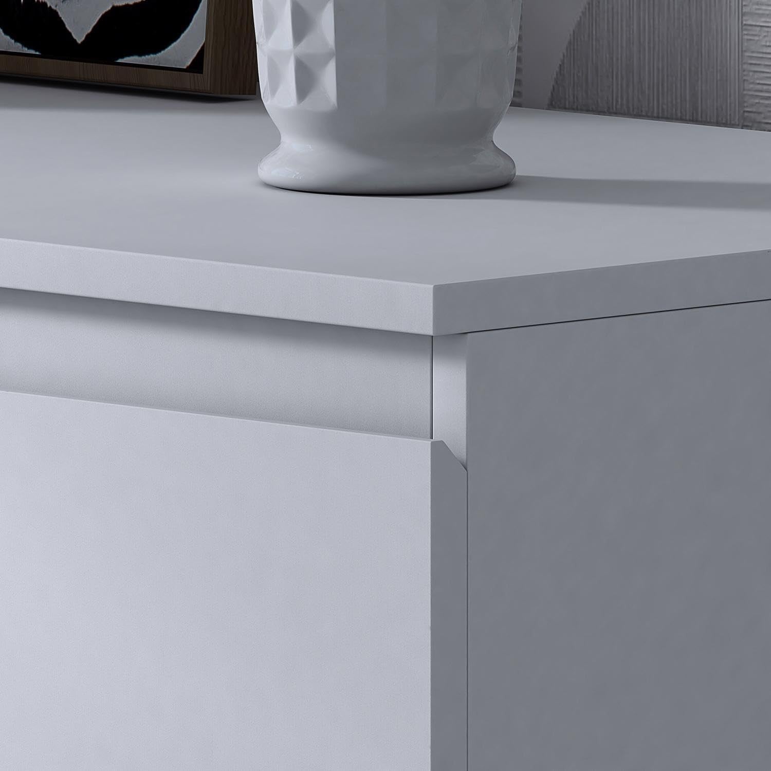 Matt White 8 Drawer Chest Modern Wide Storage Unit Scratch Resistant