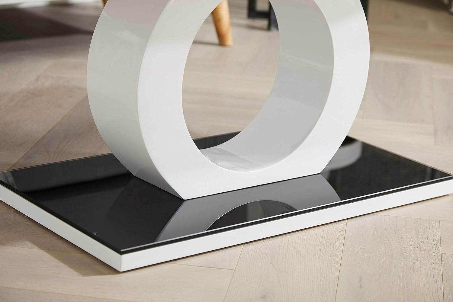 Modern Glossy Black & White Glass Coffee Table with Tempered Glass 120x60cm