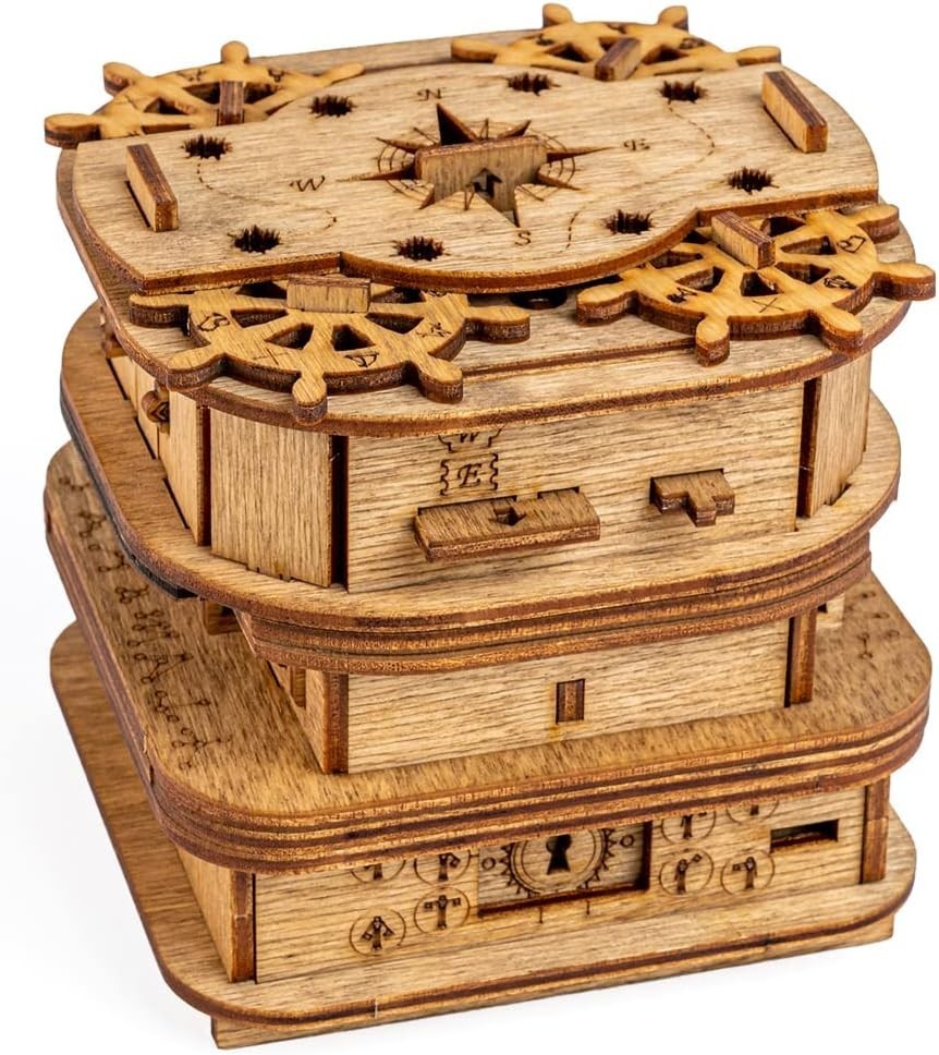3D Wooden Escape Room Puzzle Box Lock - Brain Teaser Gift for Adults & Teens