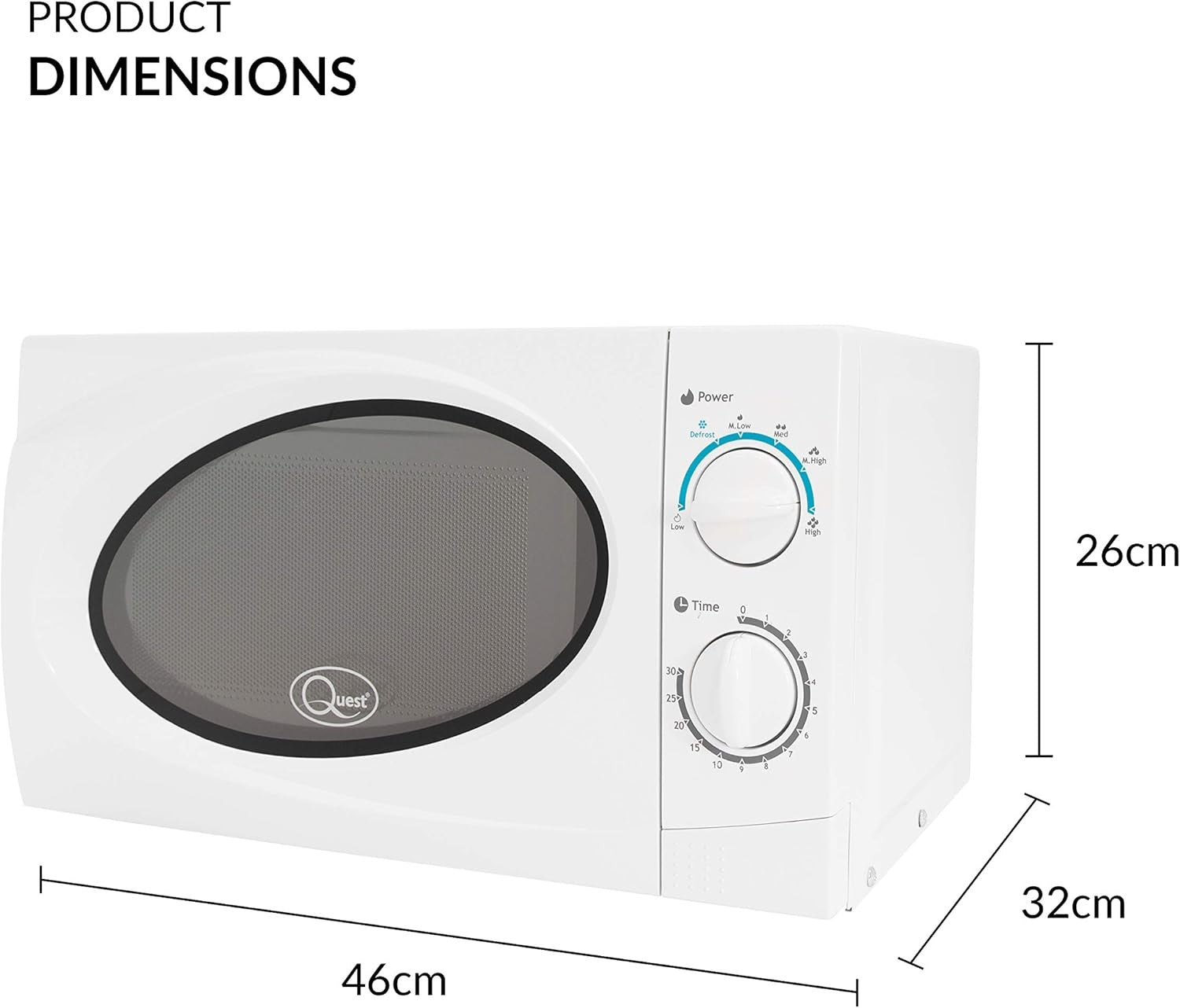 White 20L Microwave 700W 6 Power Levels Manual Timer A Rated