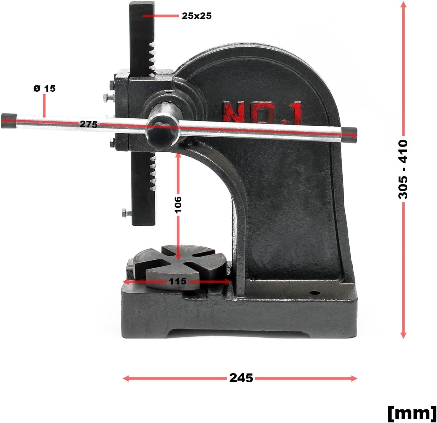 1 Ton Arbor Press Hand Lever Workshop Press Metal Punching Tool
